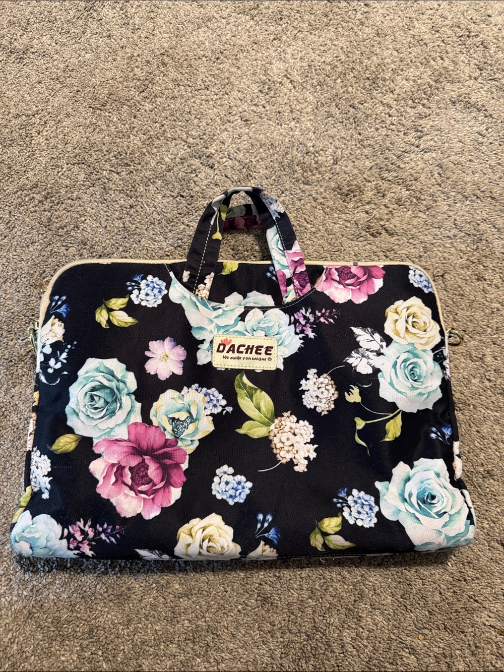 Black Floral Laptop Bag for Women
